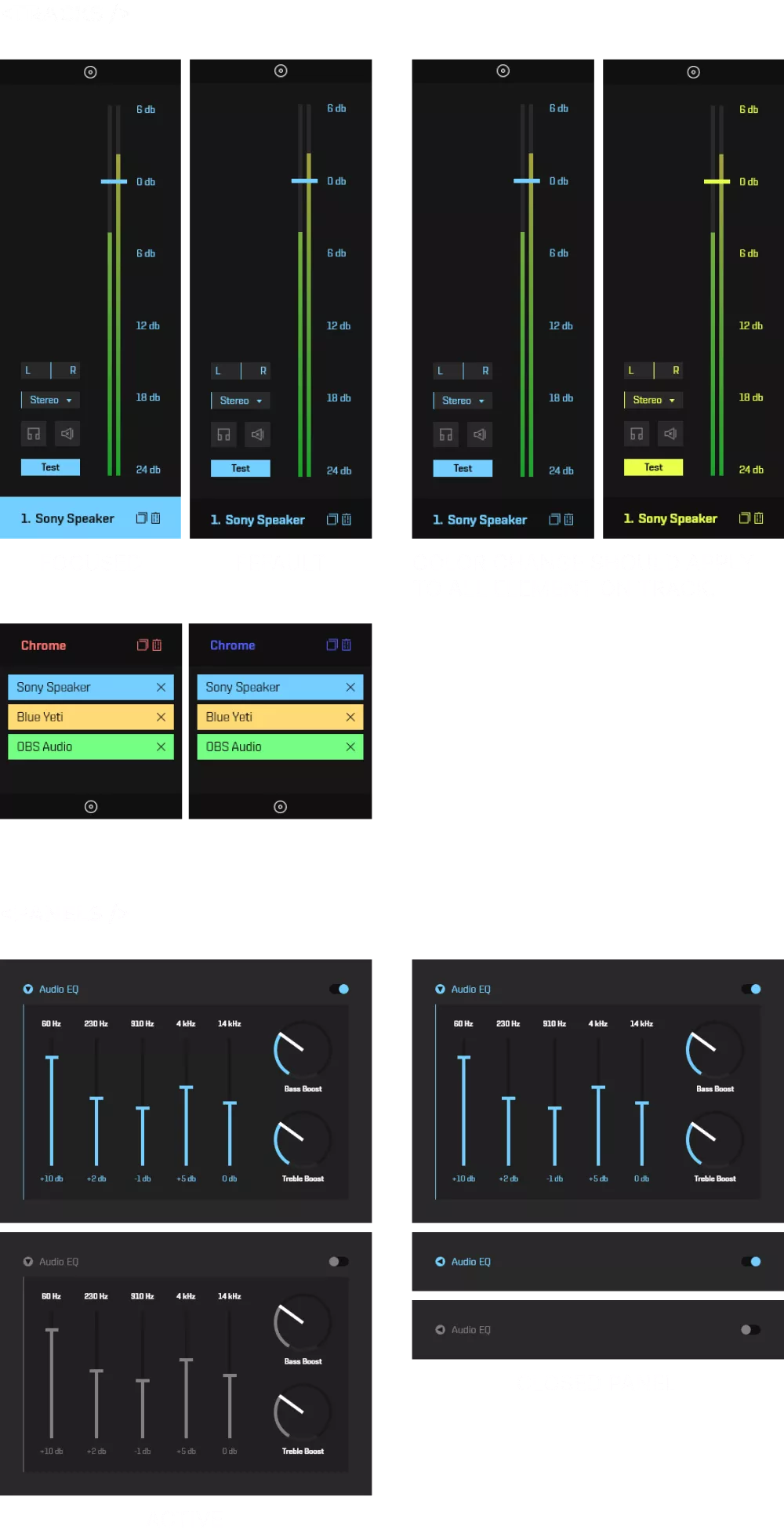 The Angine design system rules and usage for different component states