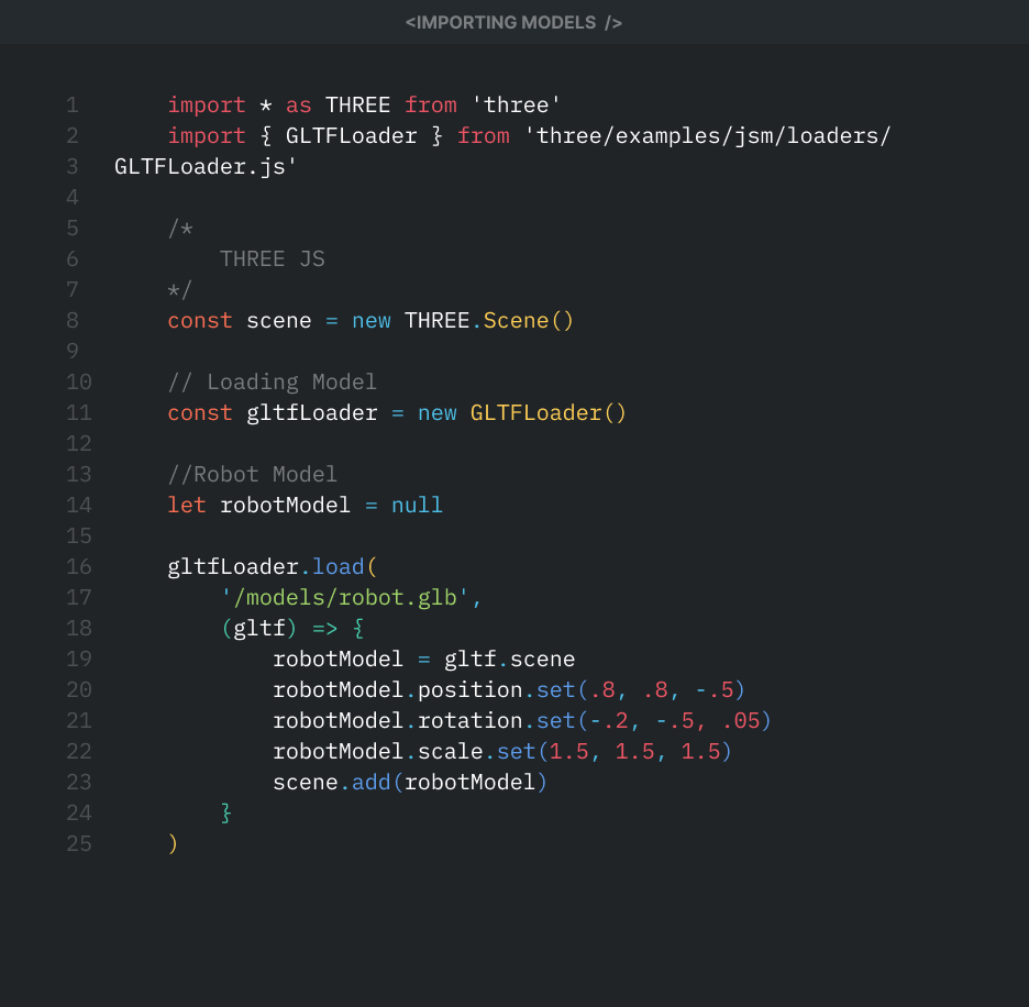 A code snippet showing the importing and loading of models