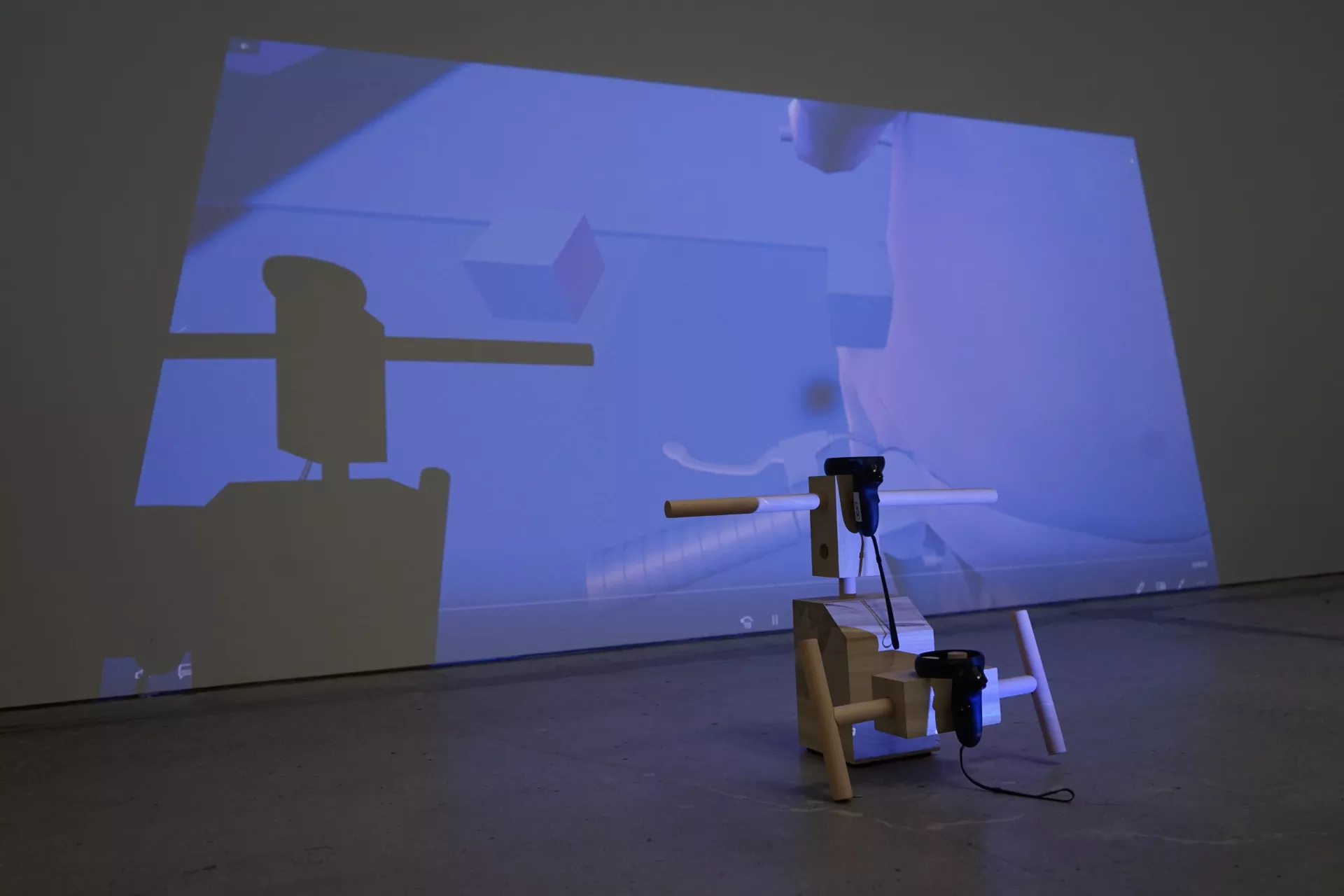 A hero shot showing the full experience with a projector